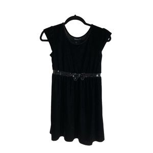 Girls Black Velvet Formal Holiday Wedding Dress Sequin Bow Sz 10/12